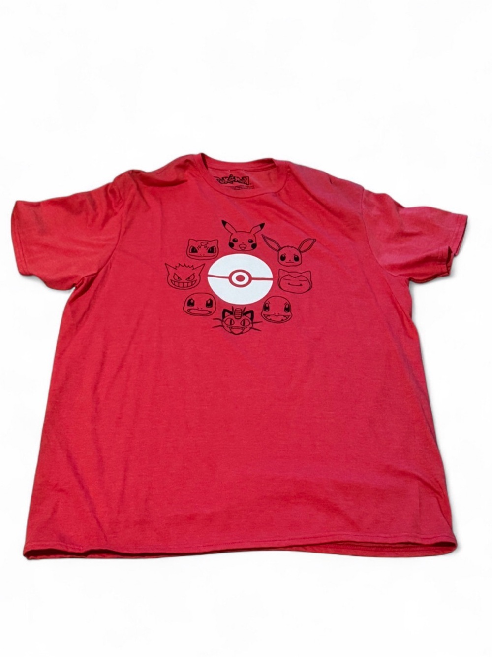 Pokemon Red Short Sleeve Tee with Poké Ball & Character Faces